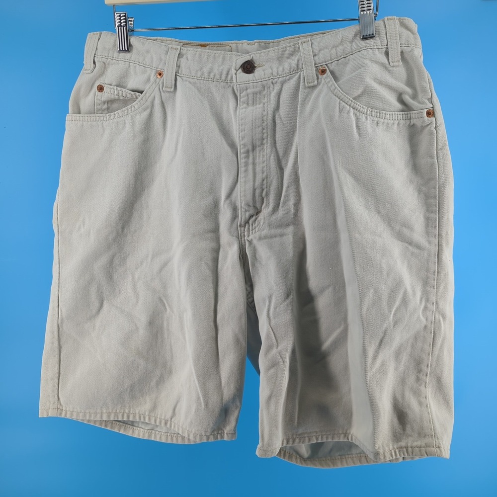 Vintage Levis 560 Loose‎ Fit Denim Shorts Mens 36 Off White Made in USA *READ*